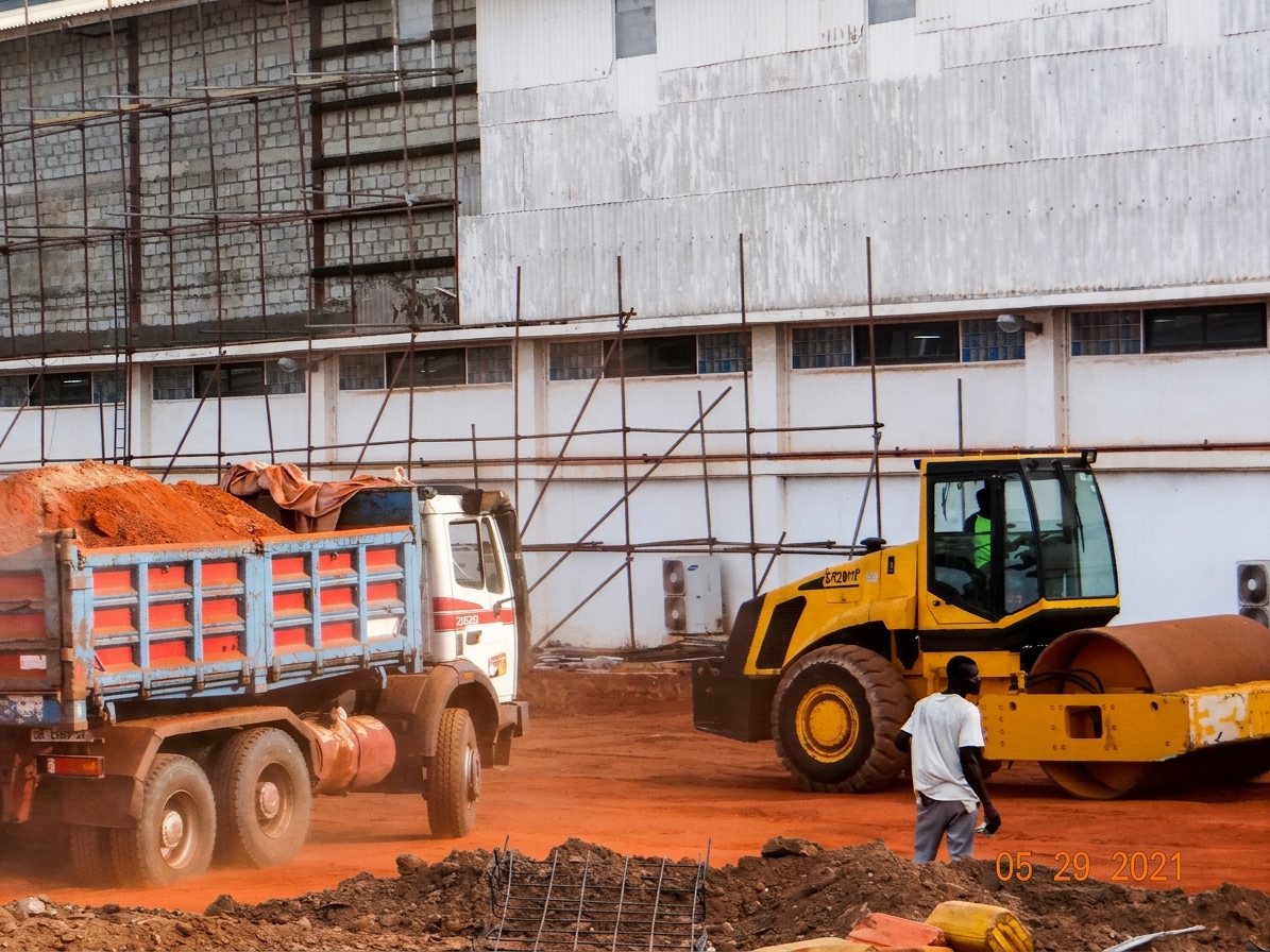HAYBEL tipper truck and roller working on site